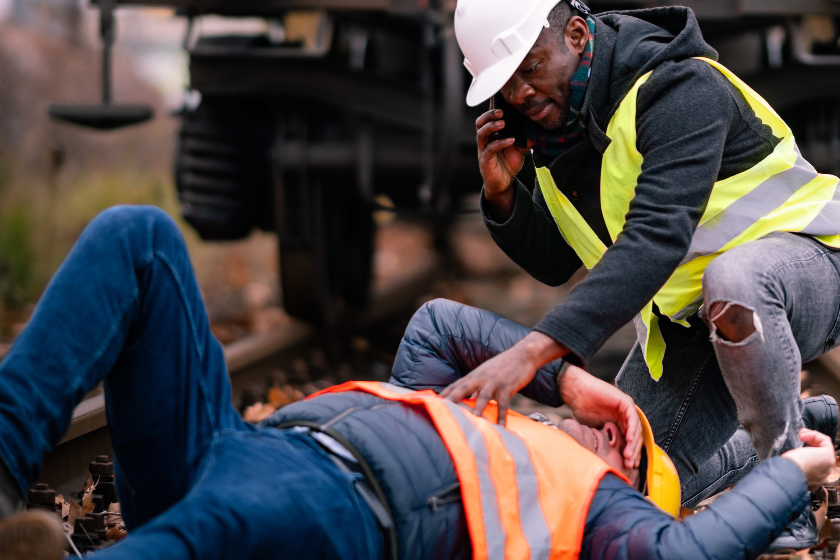 Injured construction worker