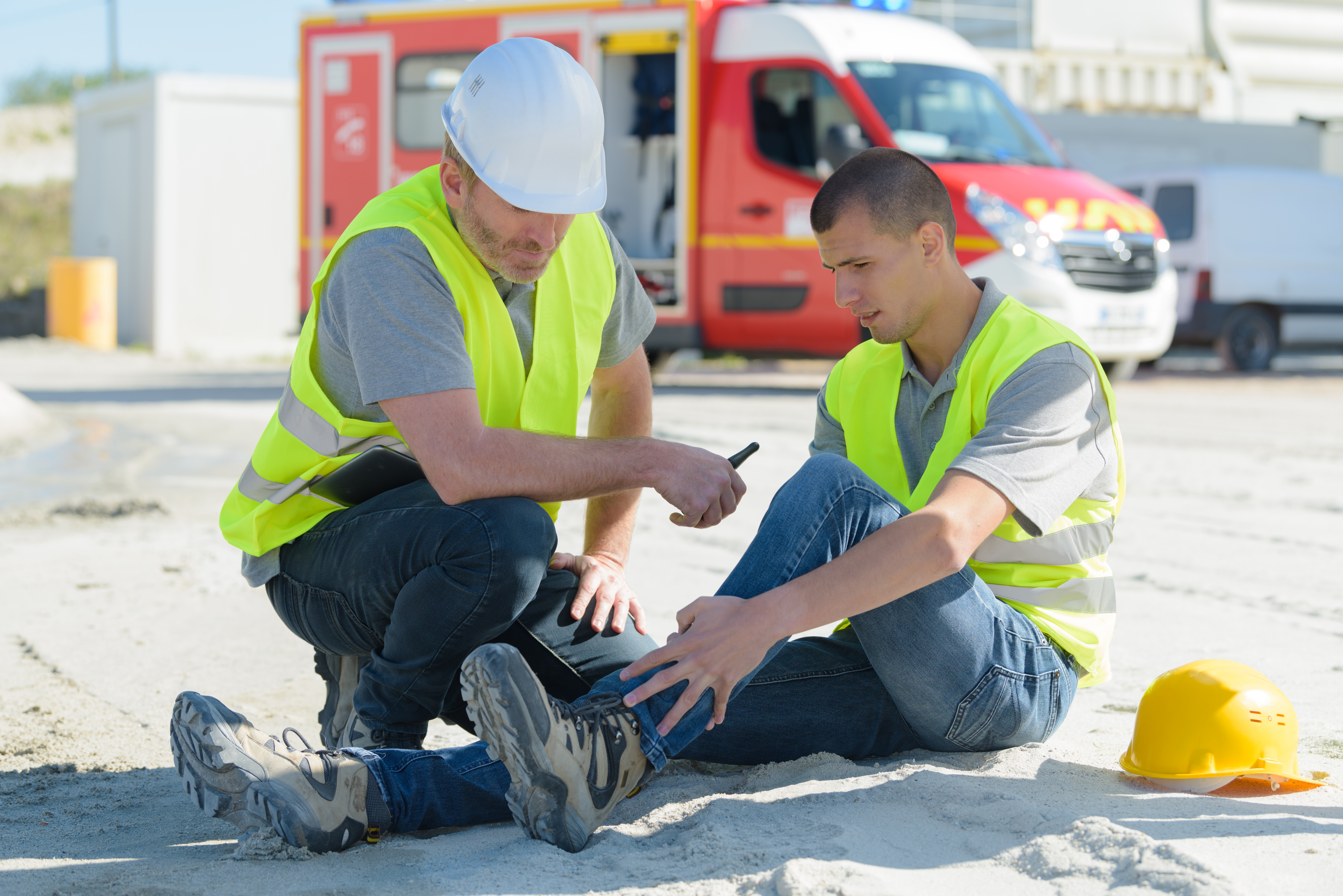 a fallen construction worker and his coworker